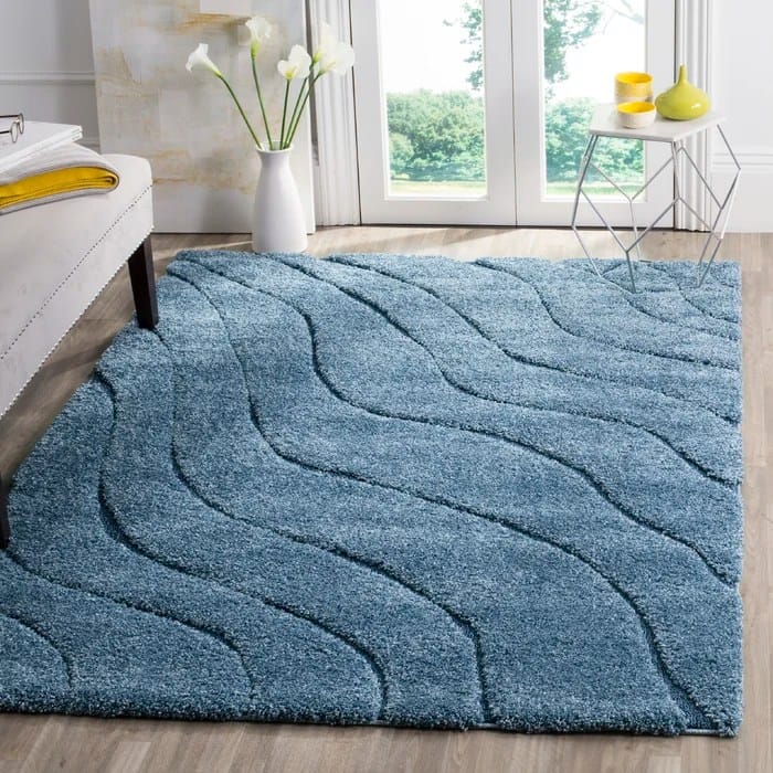 Blue Wave Solid Shag Rug