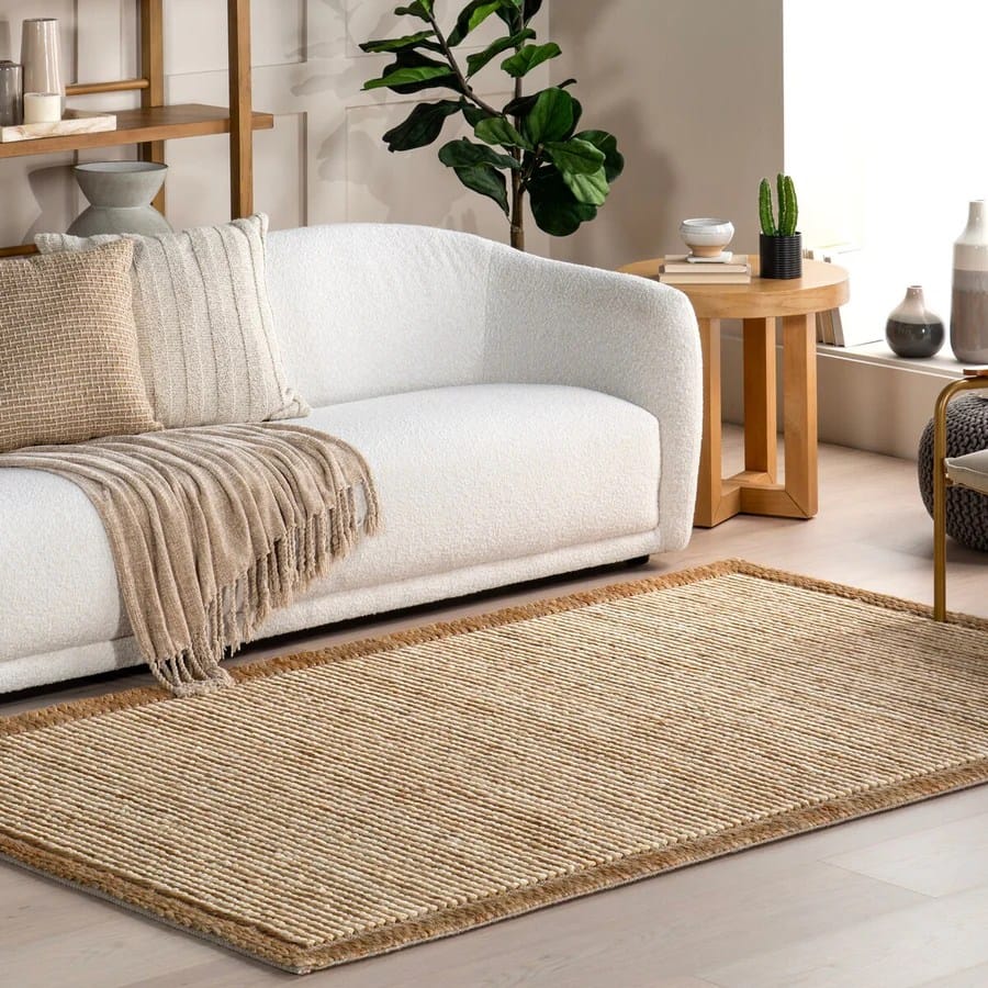 Borderline Handmade Natural Jute Rugs For Living Room