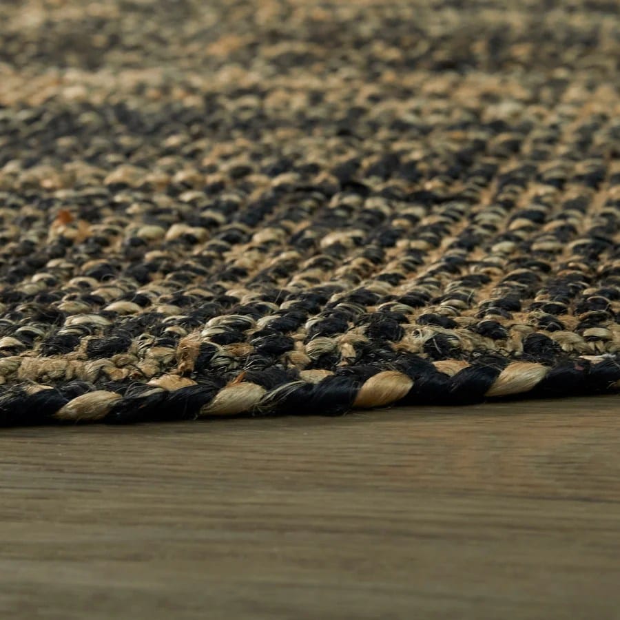 Earthy Black Jute Handwoven Rug For Living Room, Bedroom