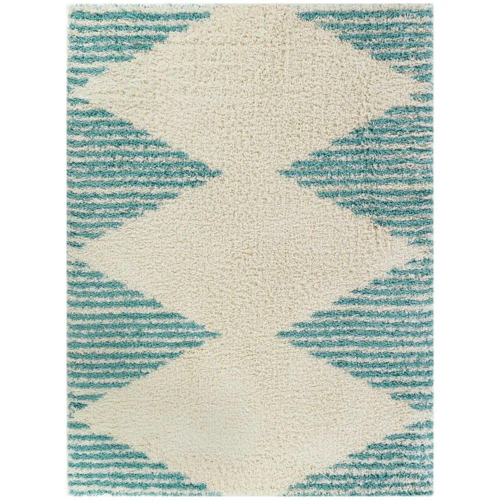 Teal Wave Handmade Shag Rug