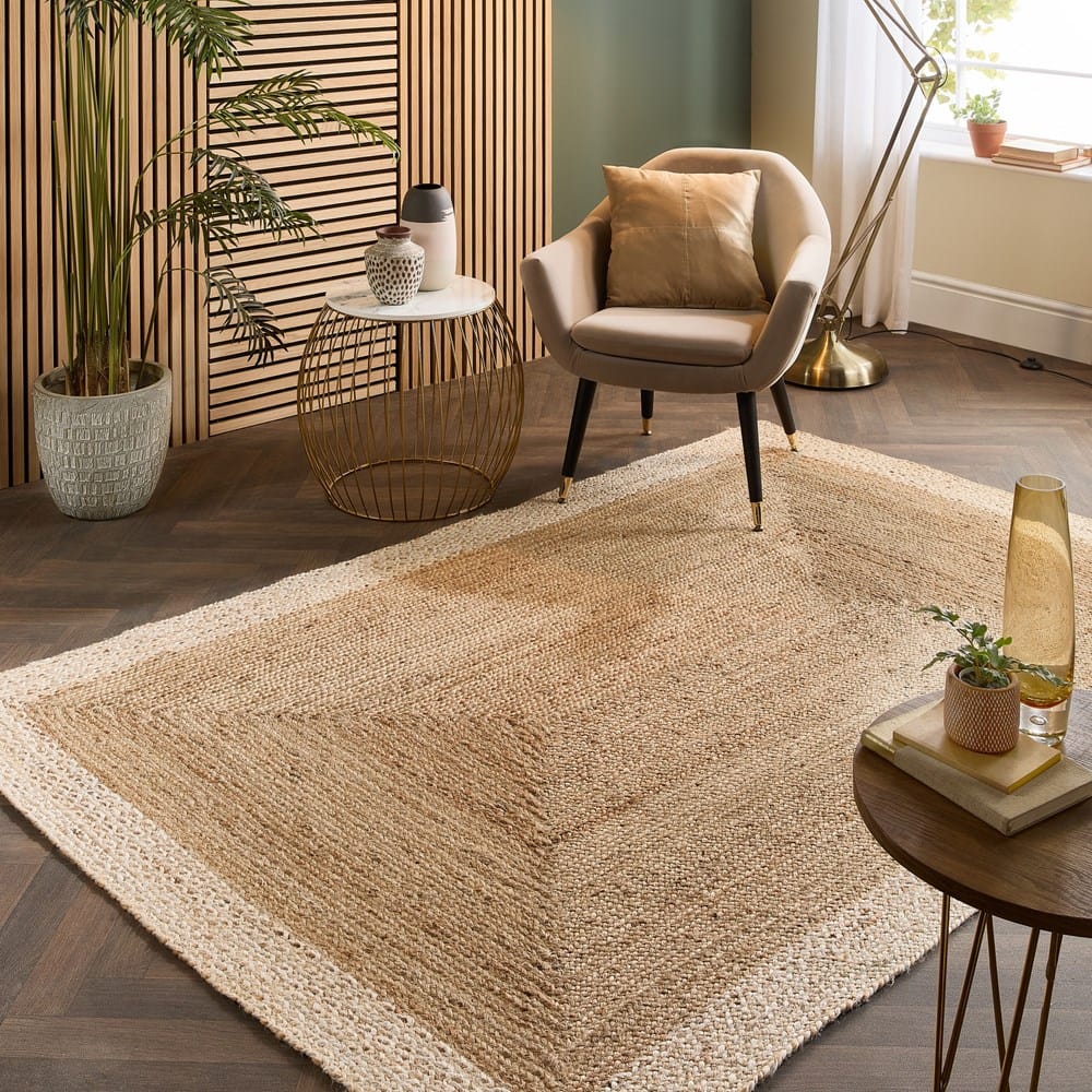 Terralines Jute Natural Handmade Natural Rug for Living Room