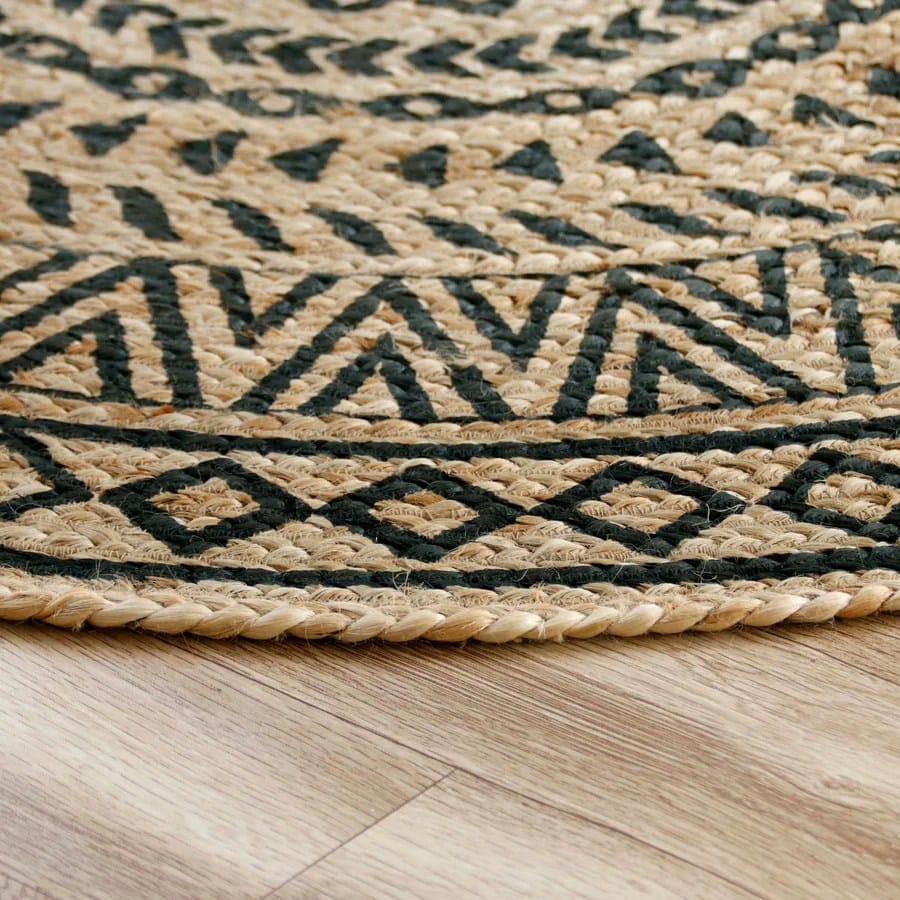 Natural Boho Medalon Round Handwoven Jute Rug