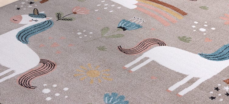 Whimsy Unicorn Kids Handmade Natural Rug