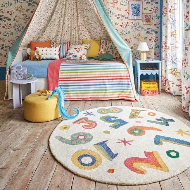 Digit Doodle Learn and Play Kids Round Handmade Rug