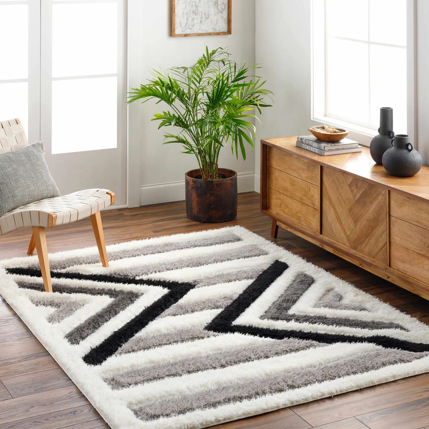 Mocha Plush Solid Shag Handmade Rug