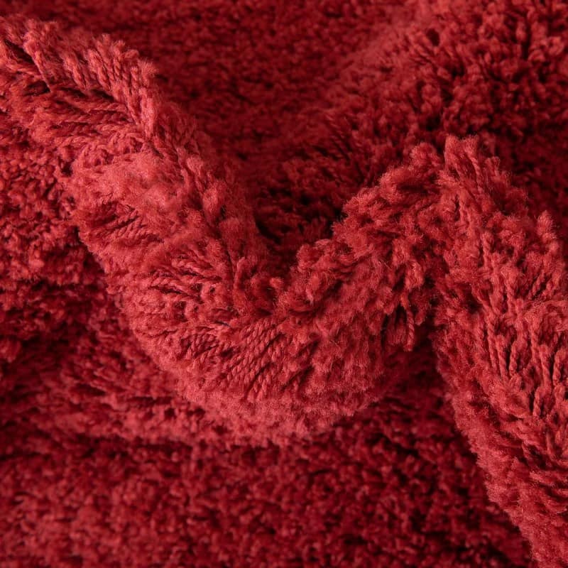 Cherry Red Round Shag Rug