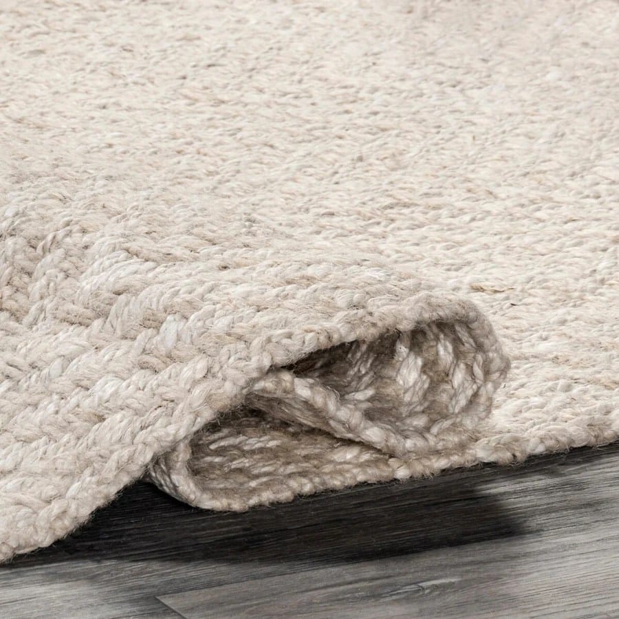 White Classic Chevron Natural Jute Handmade Area Rug