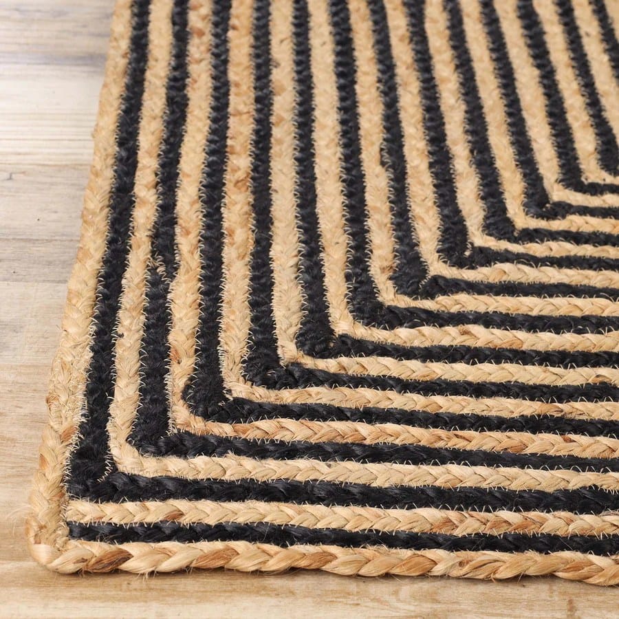 Geometric Striped HandBraided Jute Indoor, Outdoor Rug
