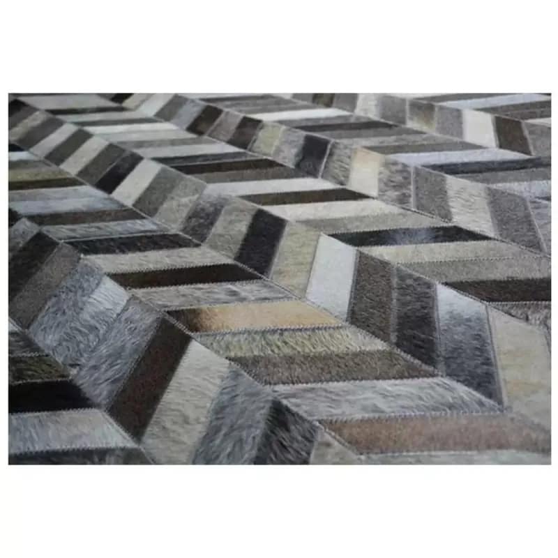 Multichevron Leather Handmade Rug For Living Room
