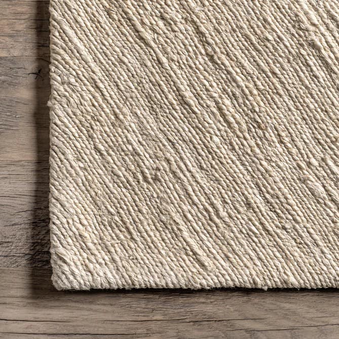 Beige and White Blockstripes Natural Jute Rugs For Living Room